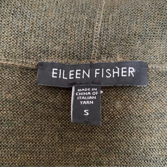 Eileen Fisher 100% Merino Wool Draped Long Cardigan, olive green, size Small - Picture 3 of 5